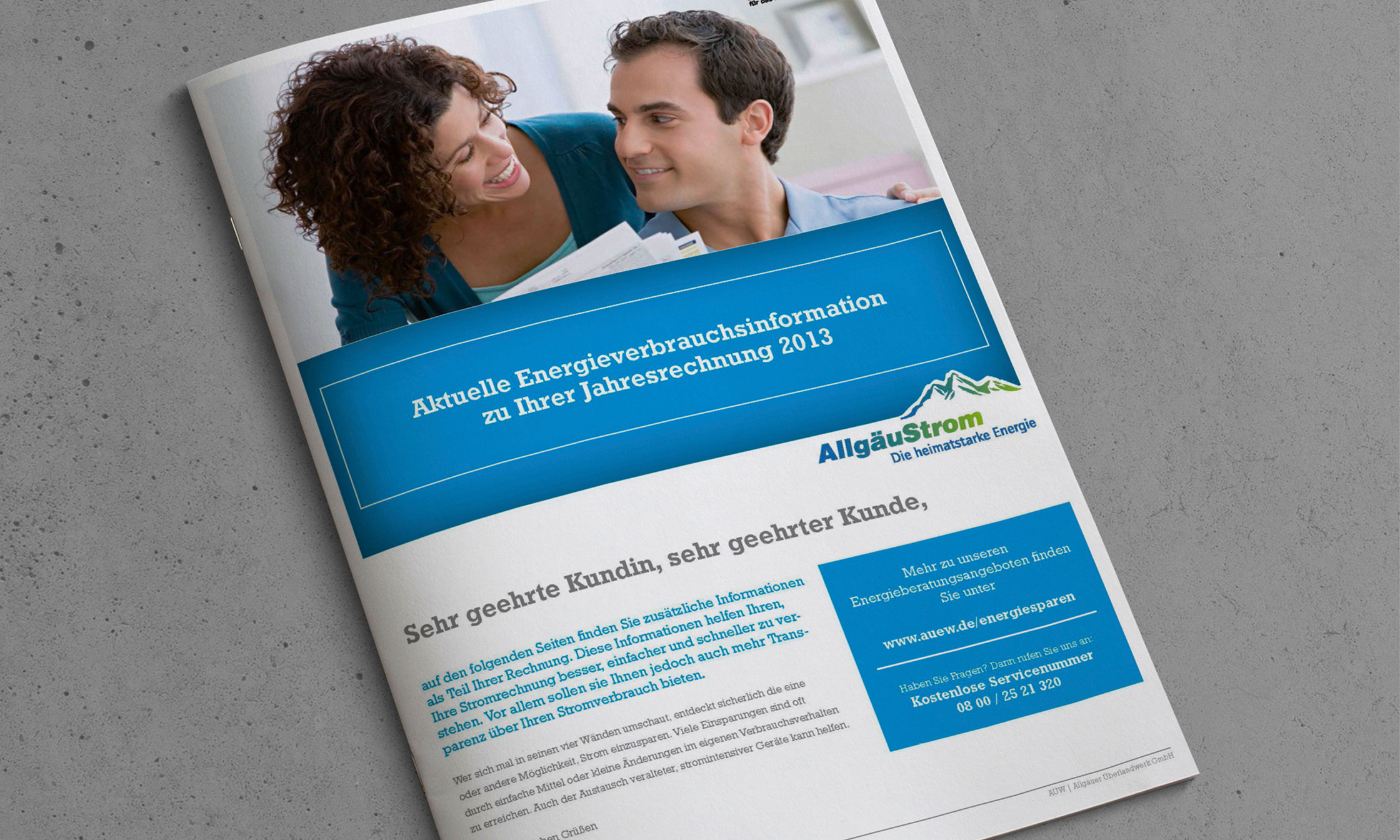 Kundenfreundlicher Rechnungsbeileger von AllgäuStrom © drehphase brand & design communication, Florian Dreher